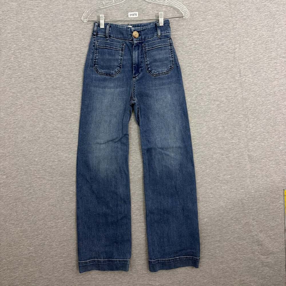 Maeve Women's Size 23T Tall Blue Stretch Denim The Colette Wide Leg Jeans